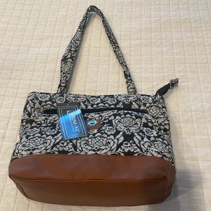 Stone Mountain shoulder bag New York black white floral shoulder top purse tote